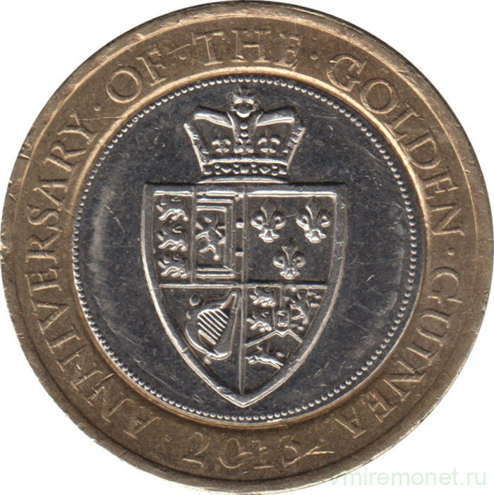 Монета. Великобритания. 2 фунта 2013 год. 350 лет гинее.