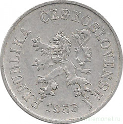 Монета. Чехословакия. 5 геллеров 1953 год.
