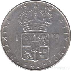 Монета. Швеция. 1 крона 1962 год.