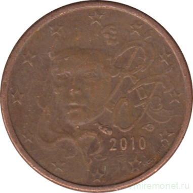 Монета. Франция. 1 цент 2010 год.