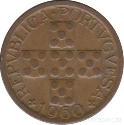 Монета. Португалия. 10 сентаво 1960 год.