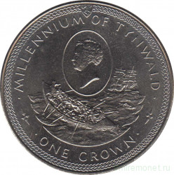 Монета. Великобритания. Остров Мэн. 1 крона 1979 год. 1000 лет Тинвальду. Шлюпка.