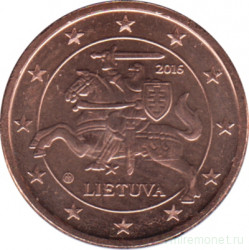 Монета. Литва. 1 цент 2016 год.