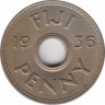 Монета. Фиджи. 1 пенни 1936 год. Эдвард VIII. ав.