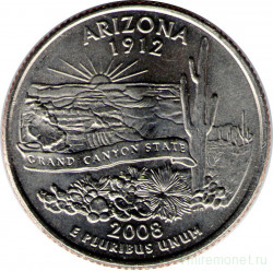 Монета. США. 25 центов 2008 год. Штат № 48 Аризона. Монетный двор P.
