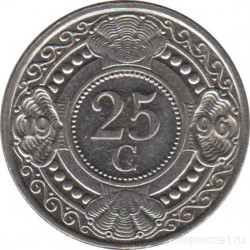 Монета. Нидерландские Антильские острова. 25 центов 1997 год.