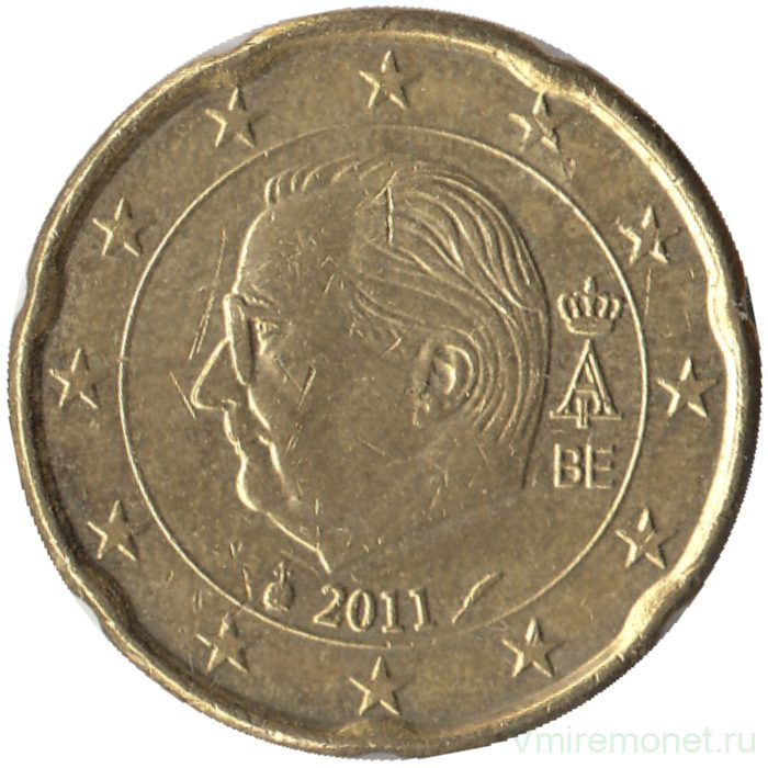 Монета. Бельгия. 20 центов 2011 год.