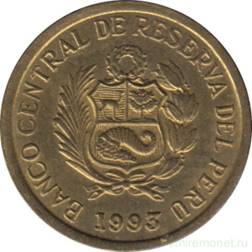 Монета. Перу. 1 сентимо 1993 год.