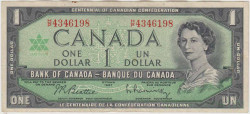 Банкнота. Канада. 1 доллар 1967 год. 100 лет Конфедерации Канады. Тип 84b.