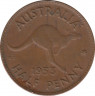 Монета. Австралия. Полпенни 1953 год. рев.