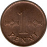 Монета. Финляндия. 1 пенни 1963 год. рев
