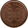 Монета. Финляндия. 1 пенни 1963 год. ав