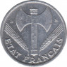  Монета. Франция. 50 сантимов 1944 год. Монетный двор - Бомон-ле-Роже. Правительство Виши. рев.