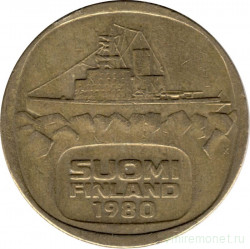 Монета. Финляндия. 5 марок 1980 год. Ледокол Урхо.