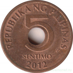 Монета. Филиппины. 5 сентимо 2012 год.