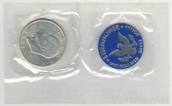 Монета. США. 1 доллар 1971 год. Монетный двор S. Серебро. В конверте, с жетоном.