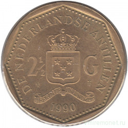 Монета. Нидерландские Антильские острова. 2,5 гульдена 1990 год.