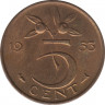 Монета. Нидерланды. 5 центов 1953 год. ав.