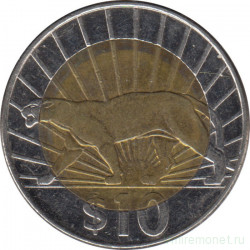 Монета. Уругвай. 10 песо 2015 год.