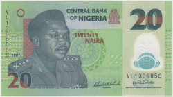 Банкнота. Нигерия. 20 найр 2007 год. Номер - 7 цифр. Тип 34b.