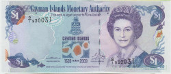 Банкнота. Каймановы острова. 1 доллар 2003 год. 500 лет открытия  Каймановых островов. Тип 30а.