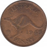 Монета. Австралия. 1 пенни 1945 год. ав.