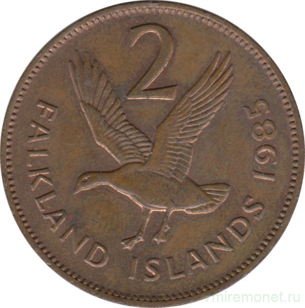 Монета. Фолклендские острова. 2 пенса 1985 год.
