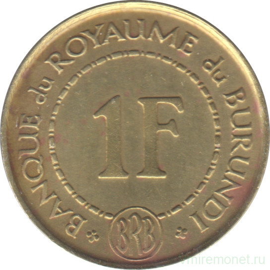 Монета. Бурунди. 1 франк 1965 год.