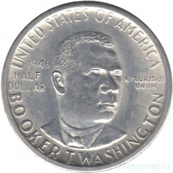 Монета. США. 50 центов 1946 год. Букер Талиафер Вашингтон. Монетный двор - S.