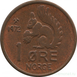 Монета. Норвегия. 1 эре 1972 год.