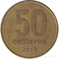 Монета. Аргентина. 50 сентаво 2010 год. Загнутый хвостик у "2".