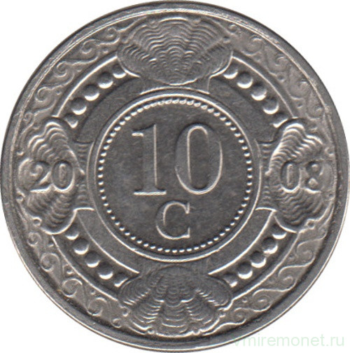 Монета. Нидерландские Антильские острова. 10 центов 2008 год.