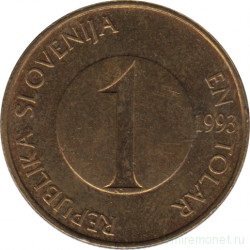 Монета. Словения. 1 толар 1993 год.
