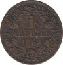 Монета. Баден (Германия). 1 крейцер 1868 год. ав.