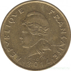 Монета. Новая Каледония. 100 франков 2014 год.