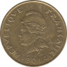 Монета. Новая Каледония. 100 франков 2014 год. ав.