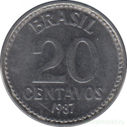Монета. Бразилия. 20 сентаво 1987 год.