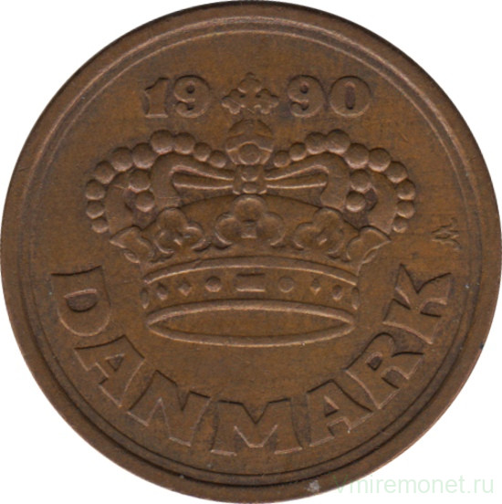 Монета. Дания. 50 эре 1990 год.