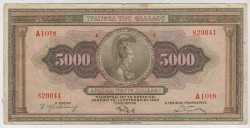 Банкнота. Греция. 5000 драхм 1932 год.