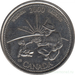 Монета. Канада. 25 центов 2000 год. Миллениум - мудрость.