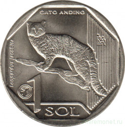 Монета. Перу. 1 соль 2019 год. Фауна Перу. Андская кошка.
