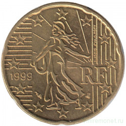 Монета. Франция. 20 центов 1999 год. 