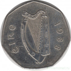 Монета. Ирландия. 50 пенсов 1988 год.