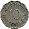 Монета. Маврикий. 10 центов 1954 год.