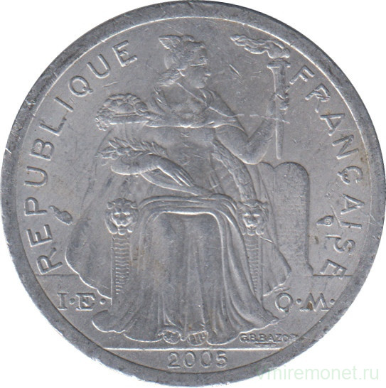 Монета. Новая Каледония. 1 франк 2005 год. 