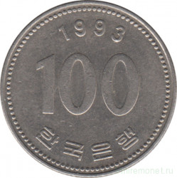 Монета. Южная Корея. 100 вон 1993 год.