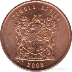 Монета. Южно-Африканская республика (ЮАР). 1 цент 2000 год. Старый тип.