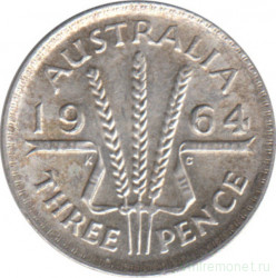 Монета. Австралия. 3 пенса 1964 год.