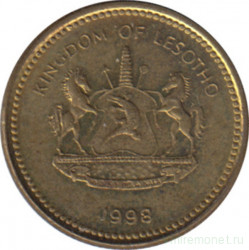 Монета. Лесото (анклав в ЮАР). 5 лисенте 1998 год.