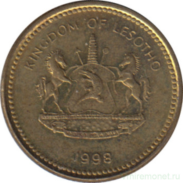 Монета. Лесото (анклав в ЮАР). 5 лисенте 1998 год.
